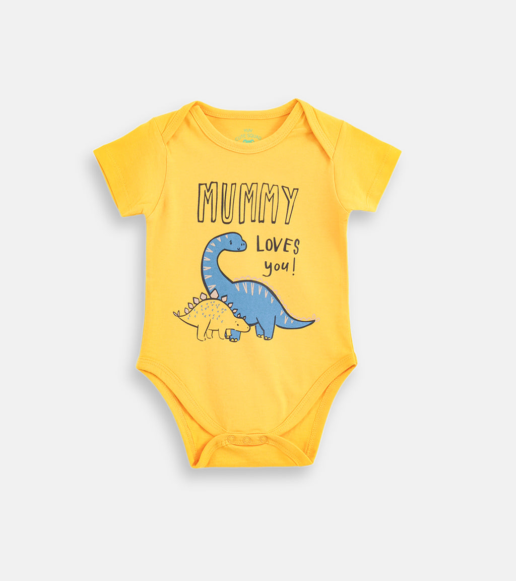 Mummy Loves You Dino Cotton Baby Bodysuit