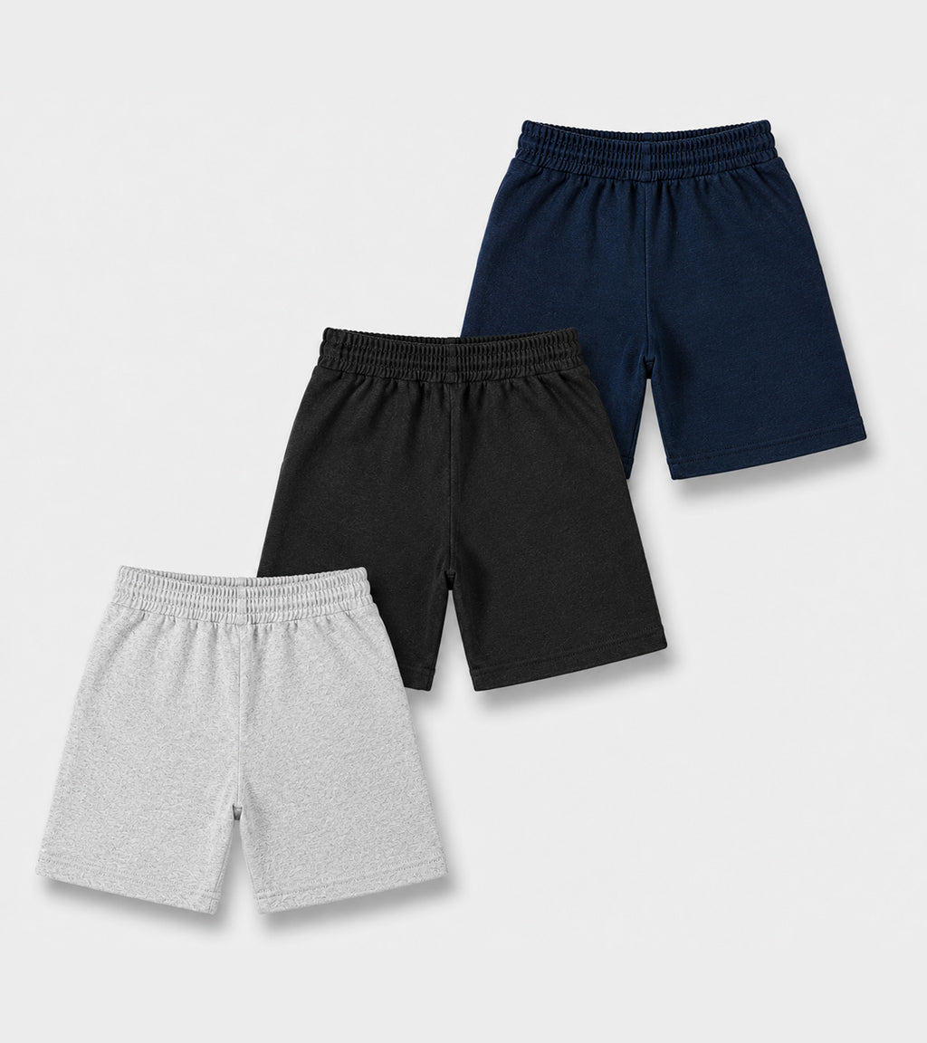 Playtime Ready: Fun Graphic Pocket Shorts Trio for Boys
