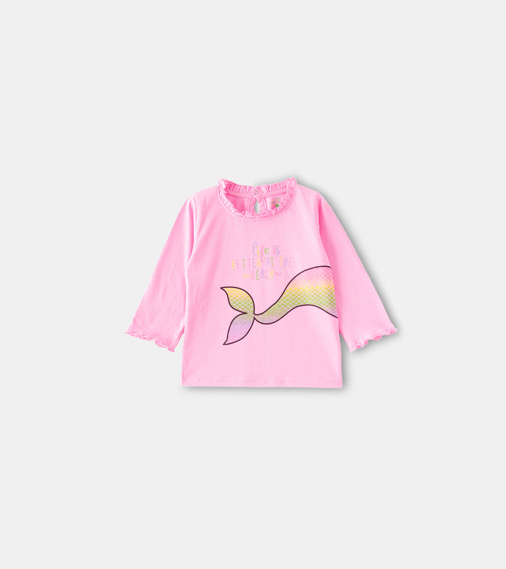 Beach Life Mermaid Tail Long-Sleeve Cotton Tee