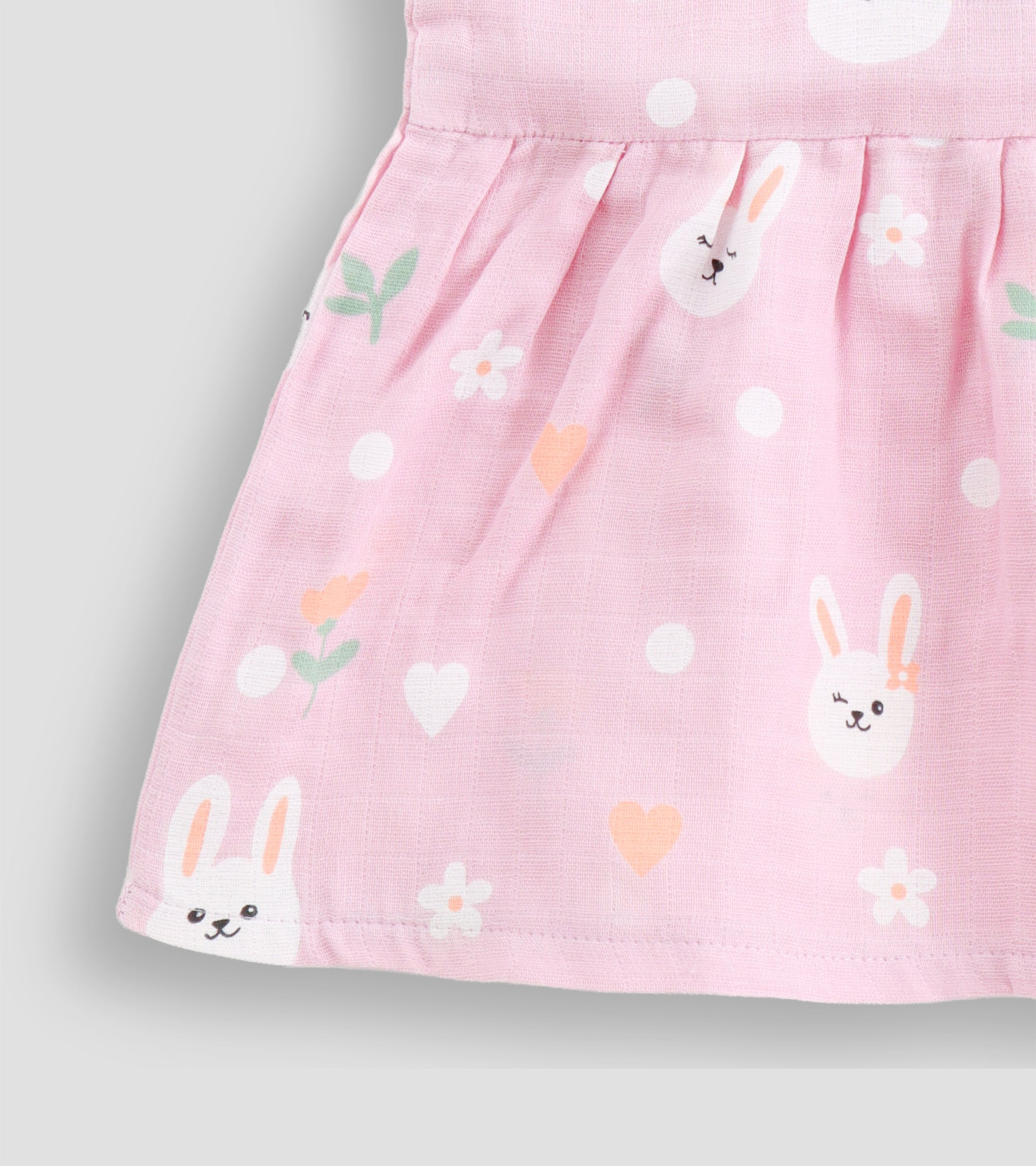 Breezy Blooms & Bunnies Organic Muslin Frock Set