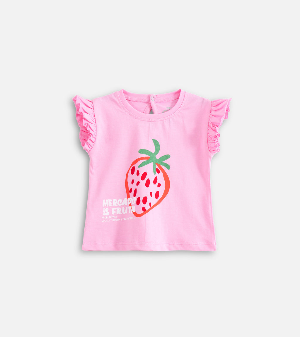 Berry Pink Strawberry Baby Girl Tee