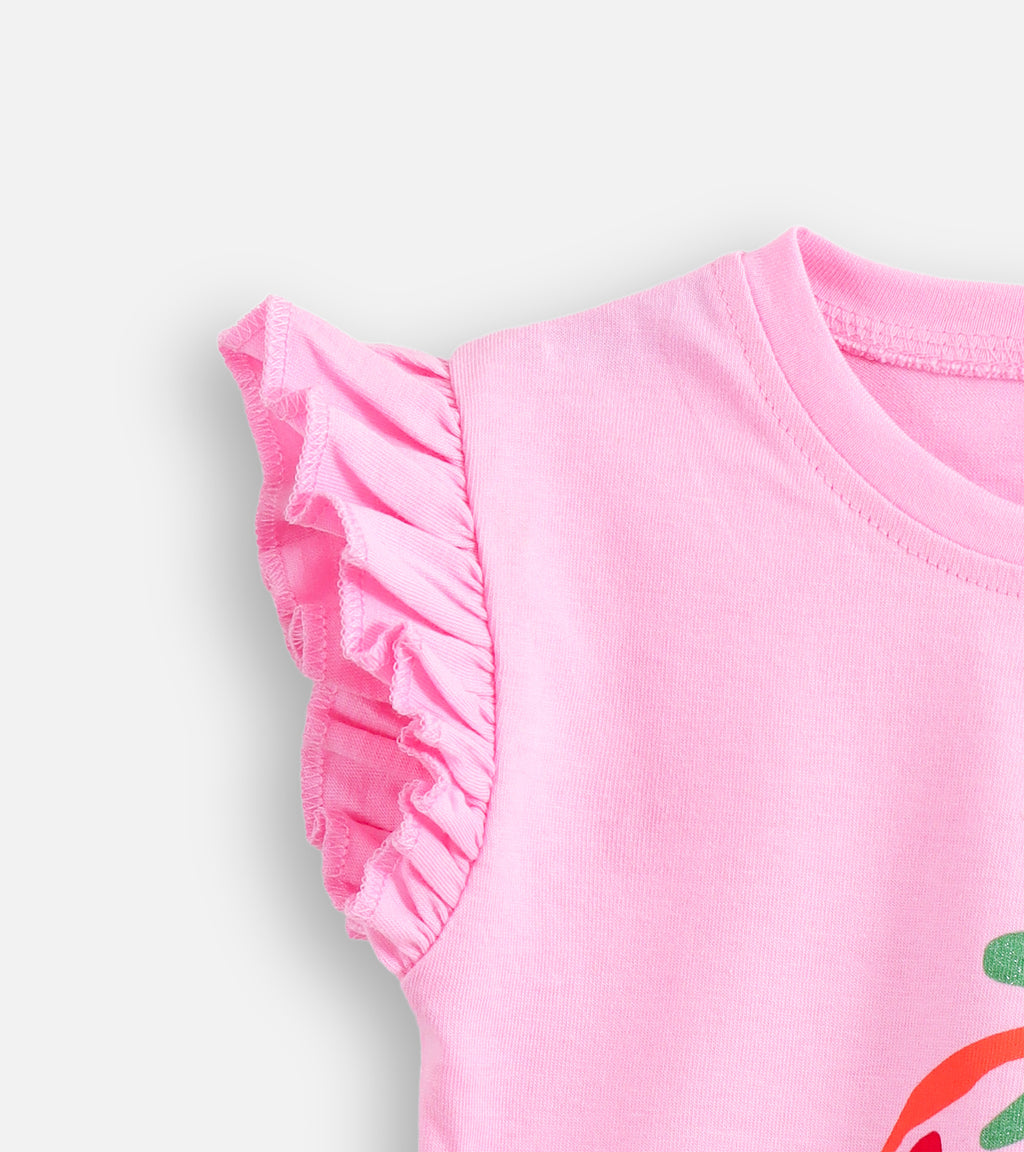 Berry Pink Strawberry Baby Girl Tee