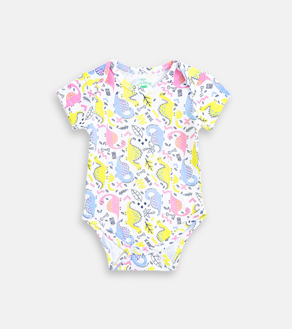 Pastel Dino Parade Cotton Baby Romper