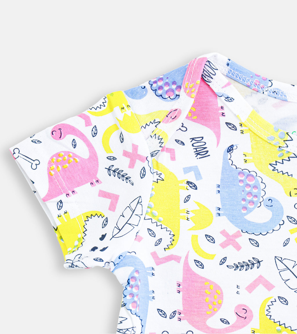 Pastel Dino Parade Cotton Baby Romper