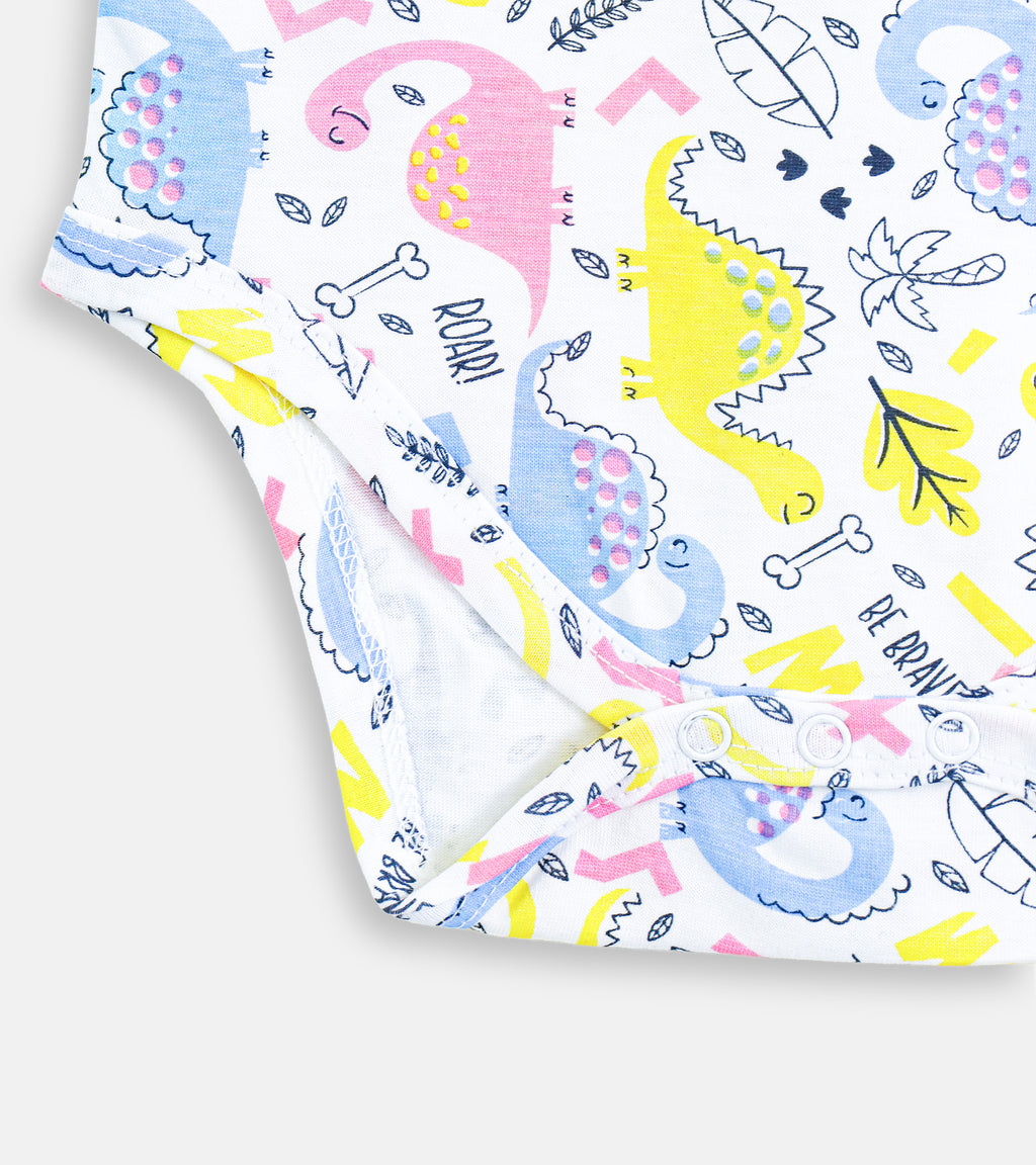 Pastel Dino Parade Cotton Baby Romper