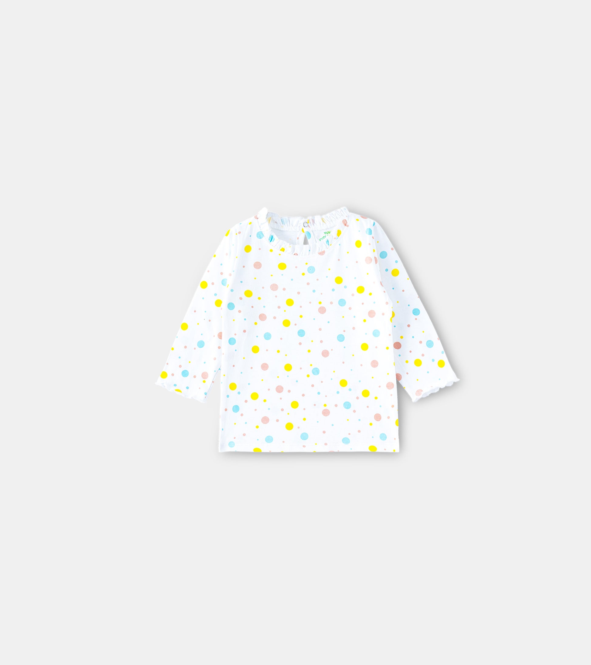 Polka Party Multi-Color Dot Print Cotton Ruffle Tee