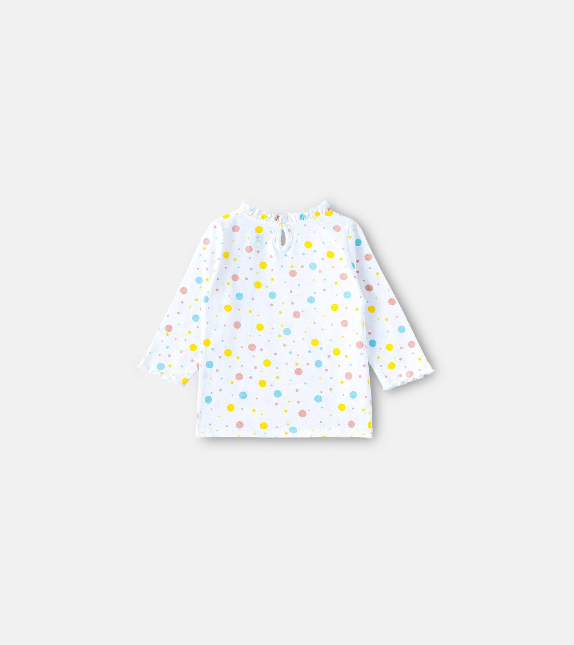 Polka Party Multi-Color Dot Print Cotton Ruffle Tee