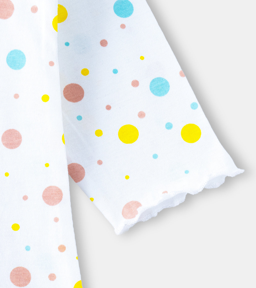 Polka Party Multi-Color Dot Print Cotton Ruffle Tee
