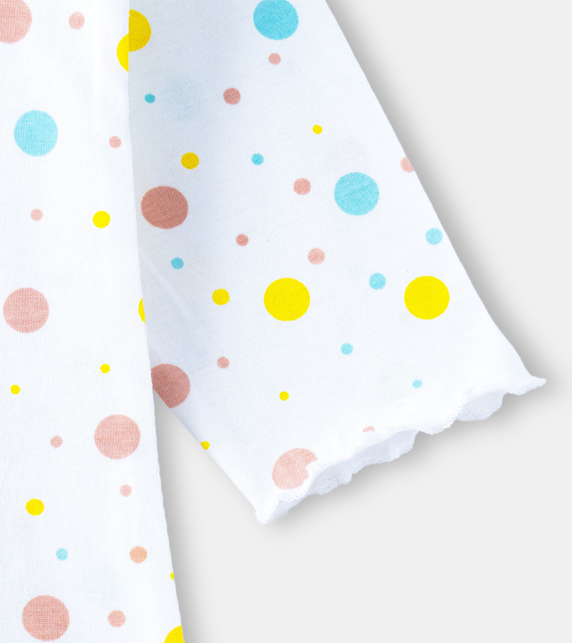 Polka Party Multi-Color Dot Print Cotton Ruffle Tee