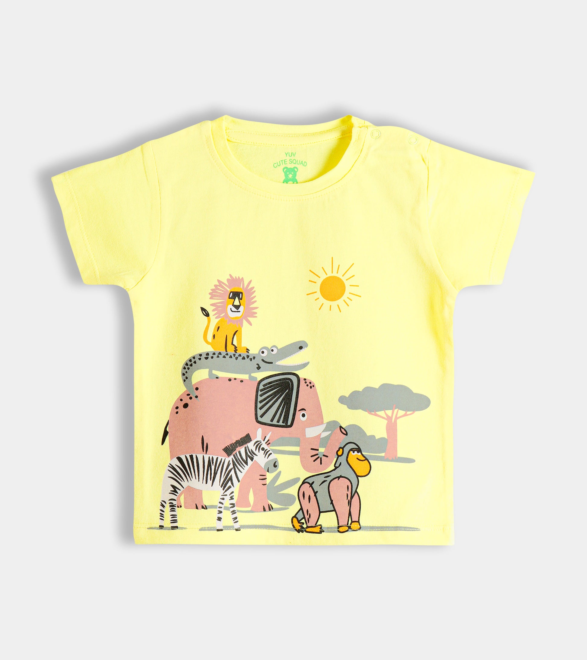 Cute Safari Animals Yellow Tee (0-24 Months)