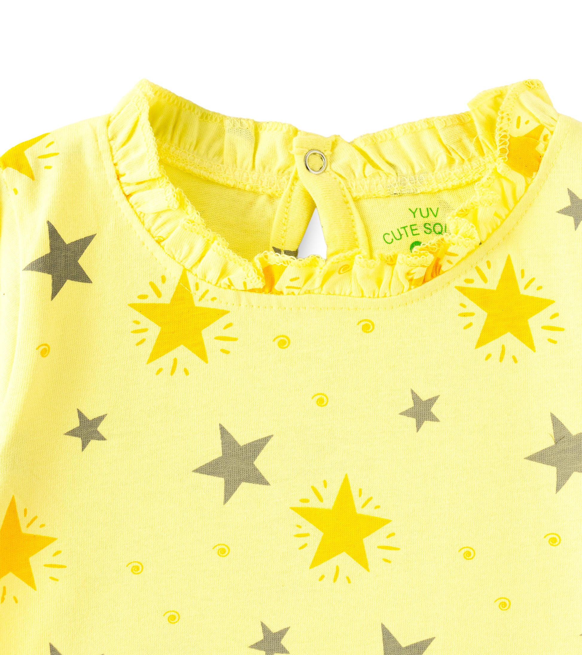 Starry Bright Yellow All-Over Star Print Cotton Top