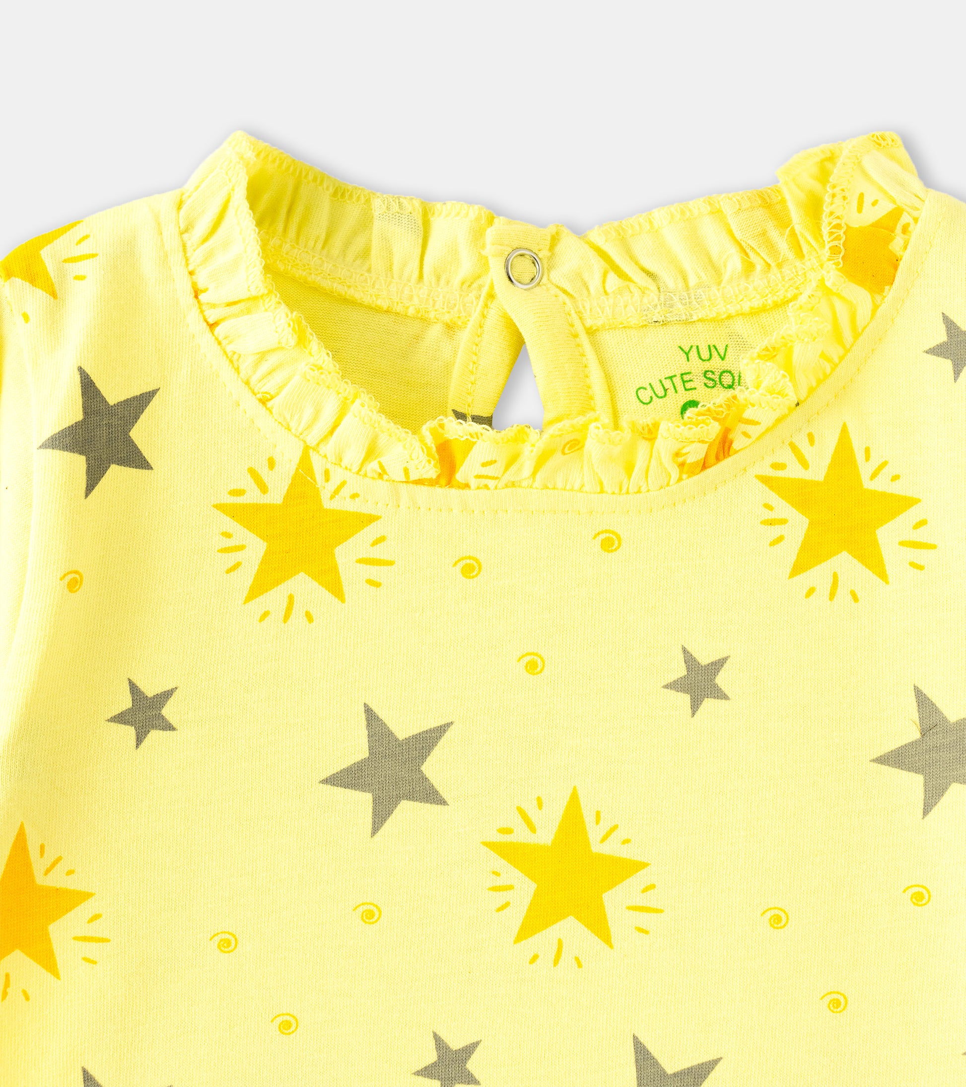 Starry Bright Yellow All-Over Star Print Cotton Top