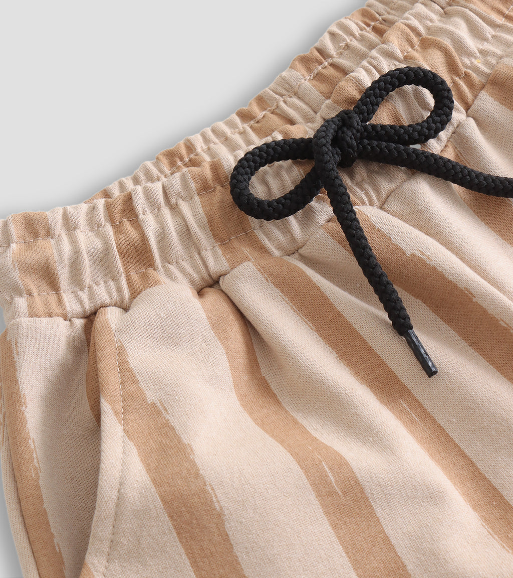 All-Day Comfort: Unisex Pocketed Striped Trousers with Drawstring