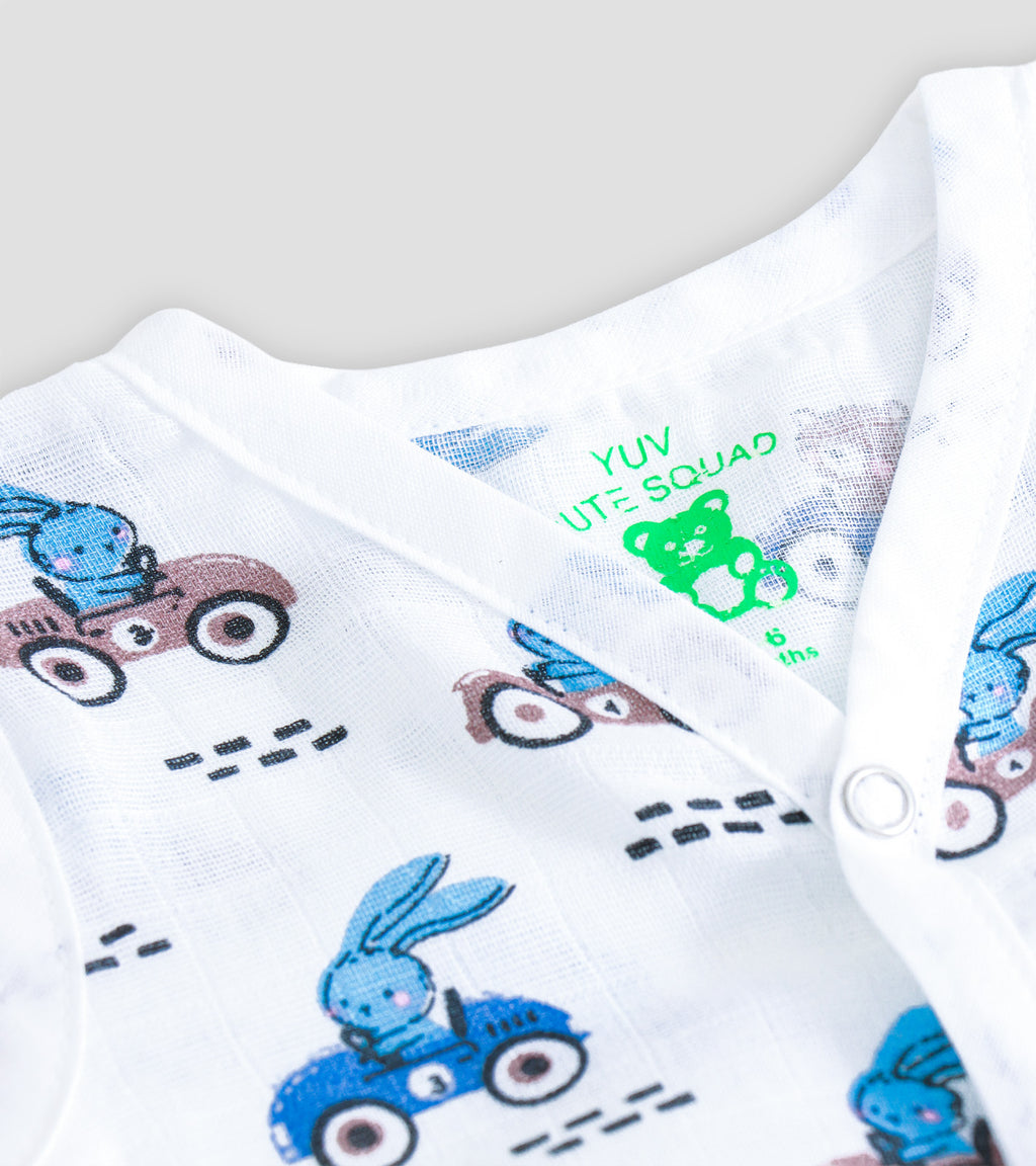 Dino, Safari & Sea Creatures 100% Cotton Muslin Baby Jablas | Value Pack of 5