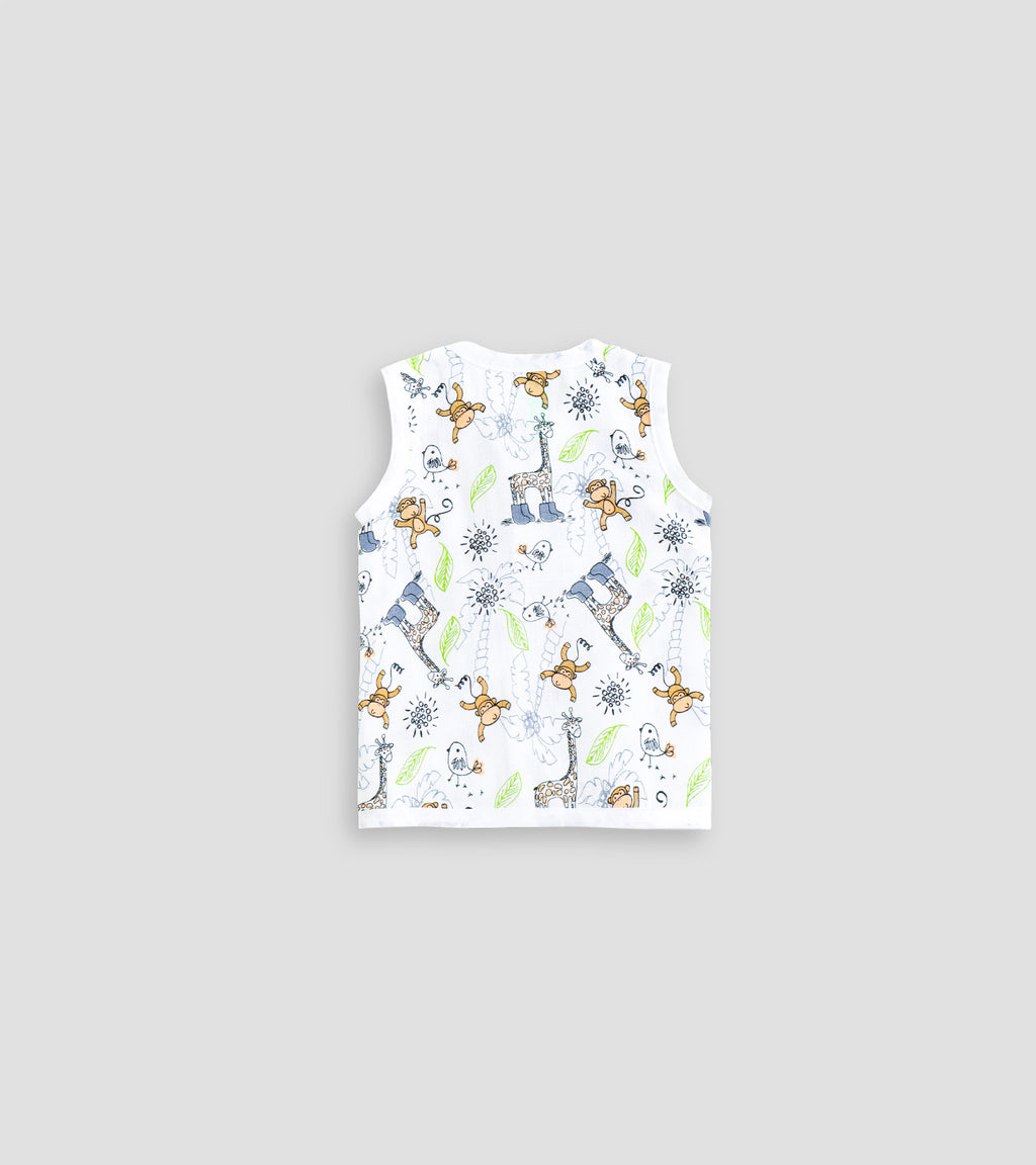 Solid Green & Multi-Print Breathable Cotton Muslin Jabla Set of 5