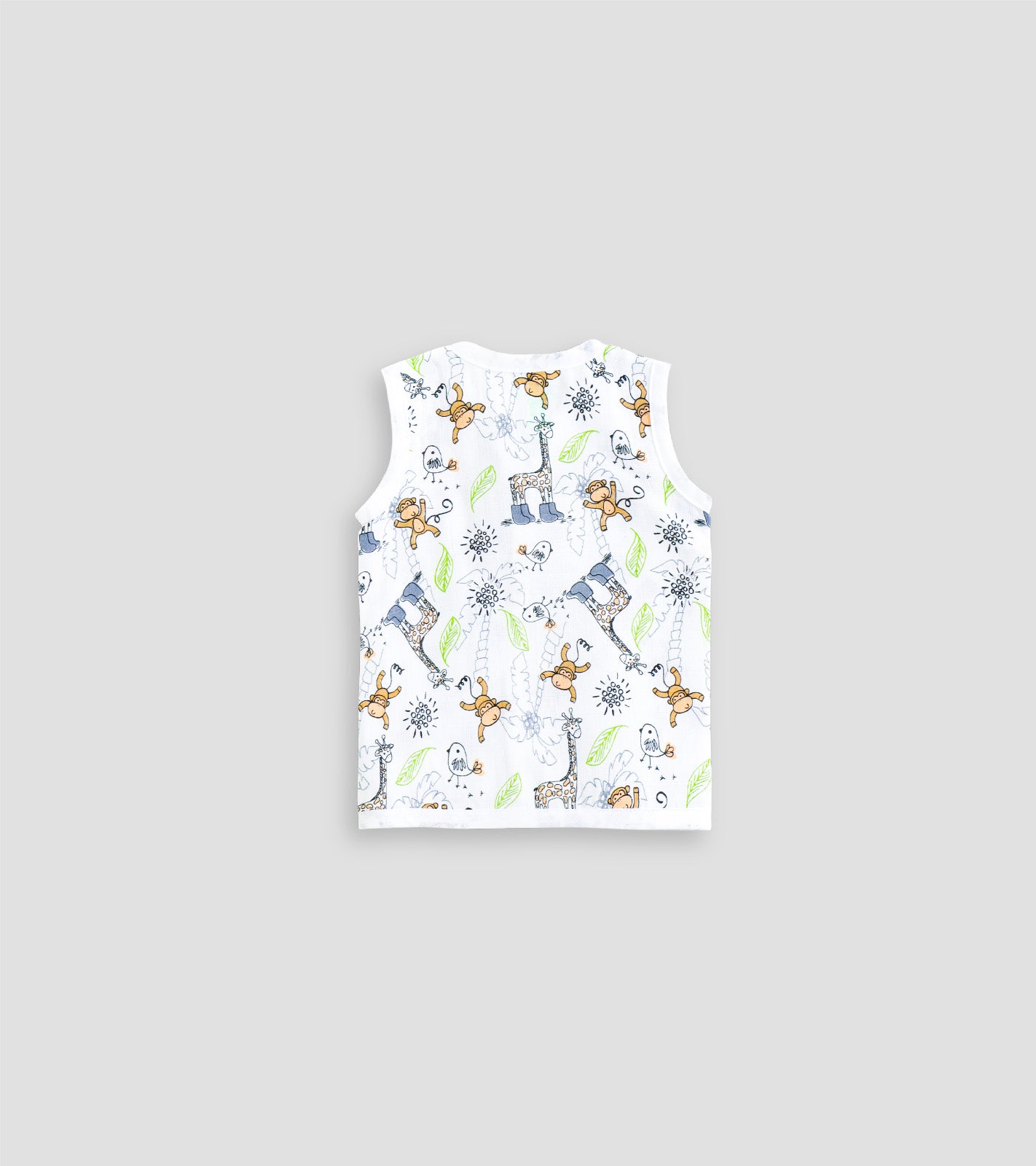 Solid Green & Multi-Print Breathable Cotton Muslin Jabla Set of 5