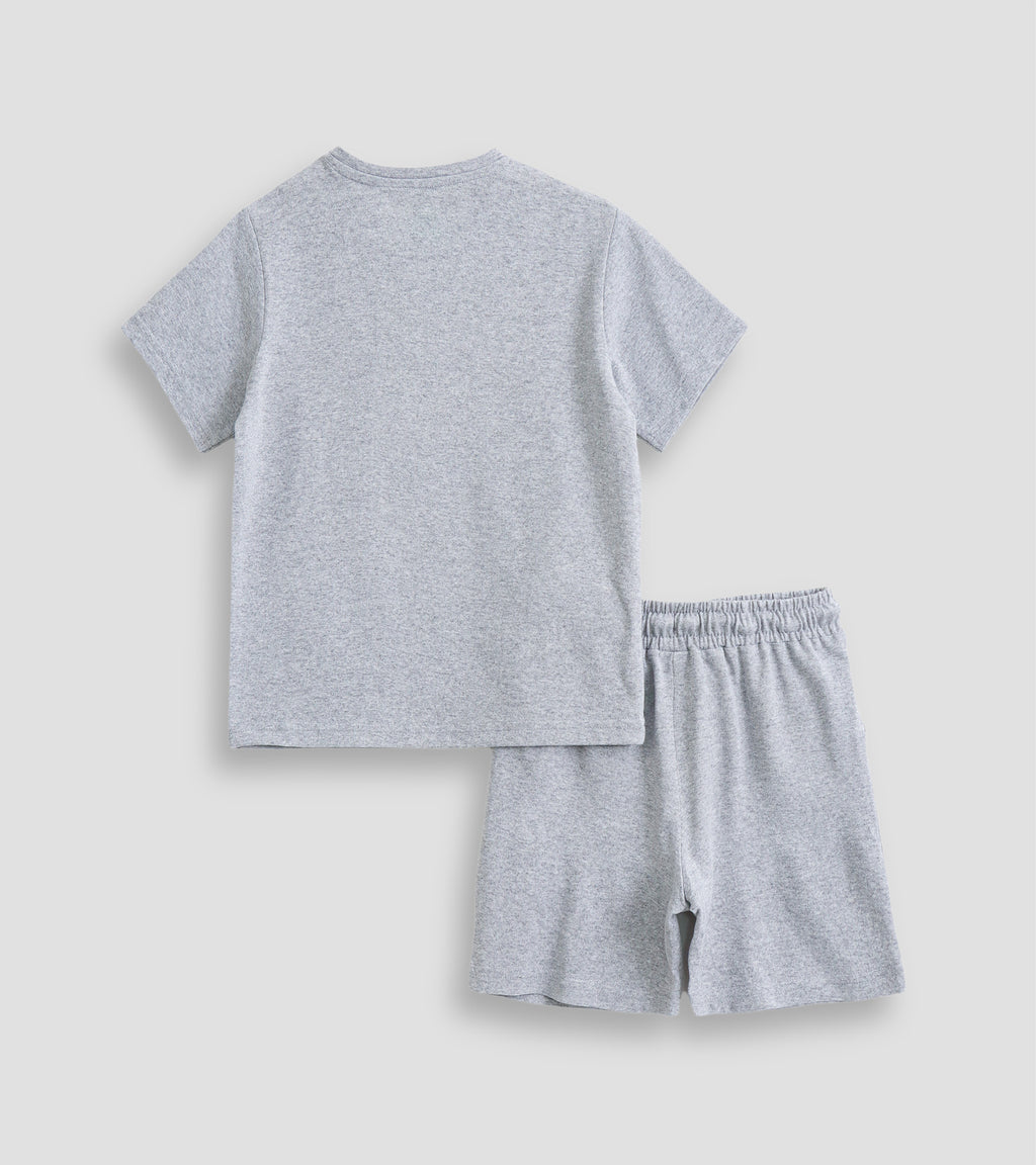 Dino Monster Truck – Grey Melange Cotton Co-ord Sets for Everyday Play