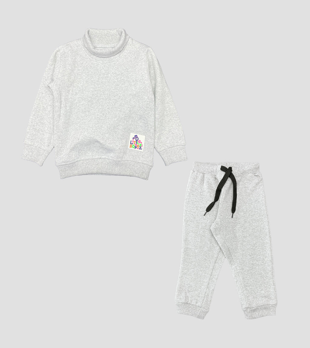 Infant Cozy Heather Grey Turtleneck & Jogger Set