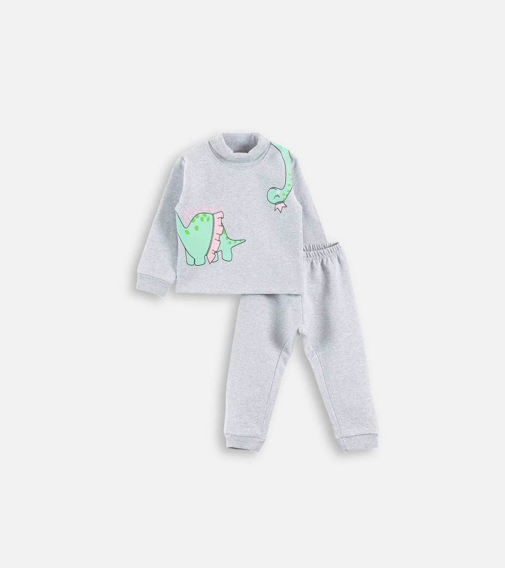 "Sparklesaurus" Cute Grey Turtleneck & Jogger Set