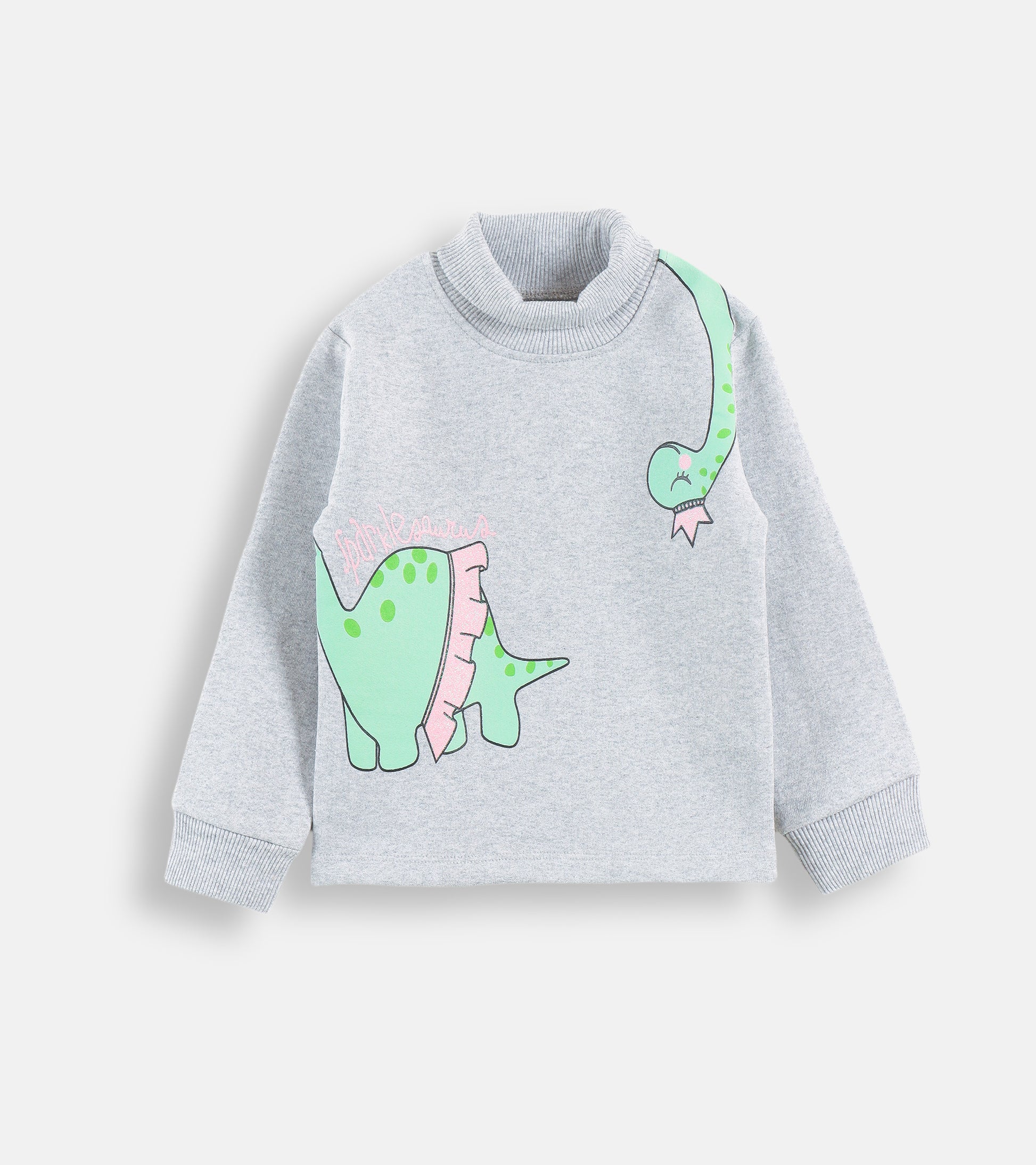 "Sparklesaurus" Cute Grey Turtleneck & Jogger Set