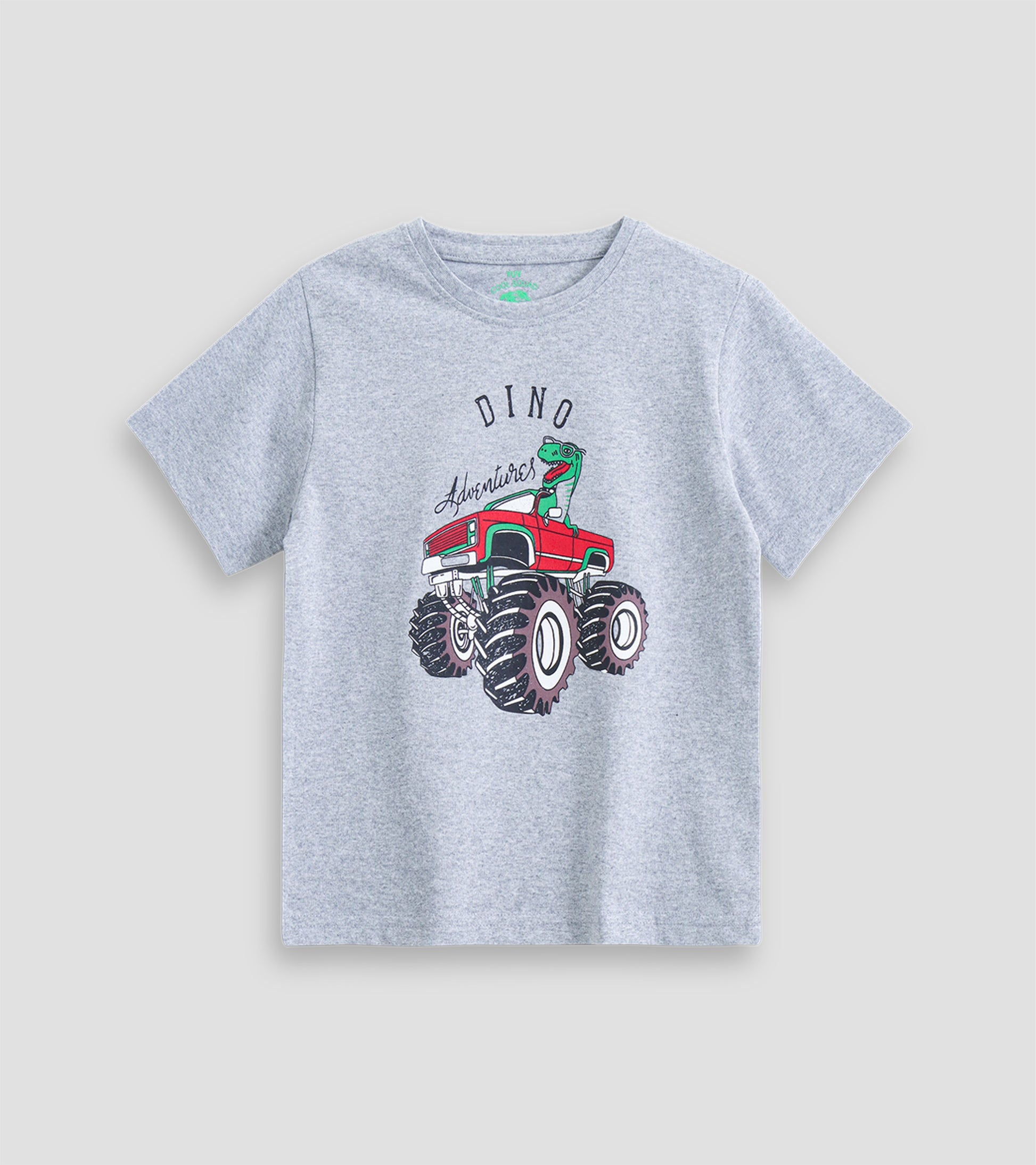 Dino Monster Truck – Grey MelangeSoft & Breathable Graphic Tee