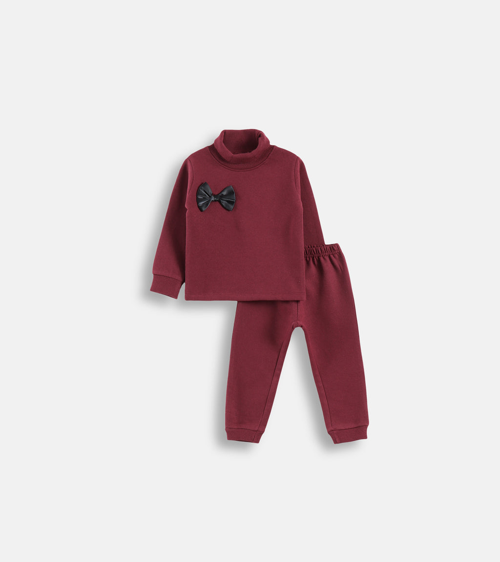 Little Dapper Maroon Turtleneck & Jogger Set
