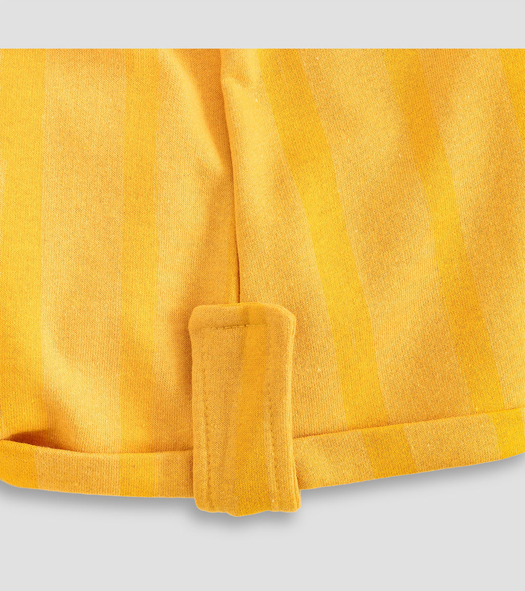 Vibrant Duo: Yellow & Maroon Striped Casual Shorts Set