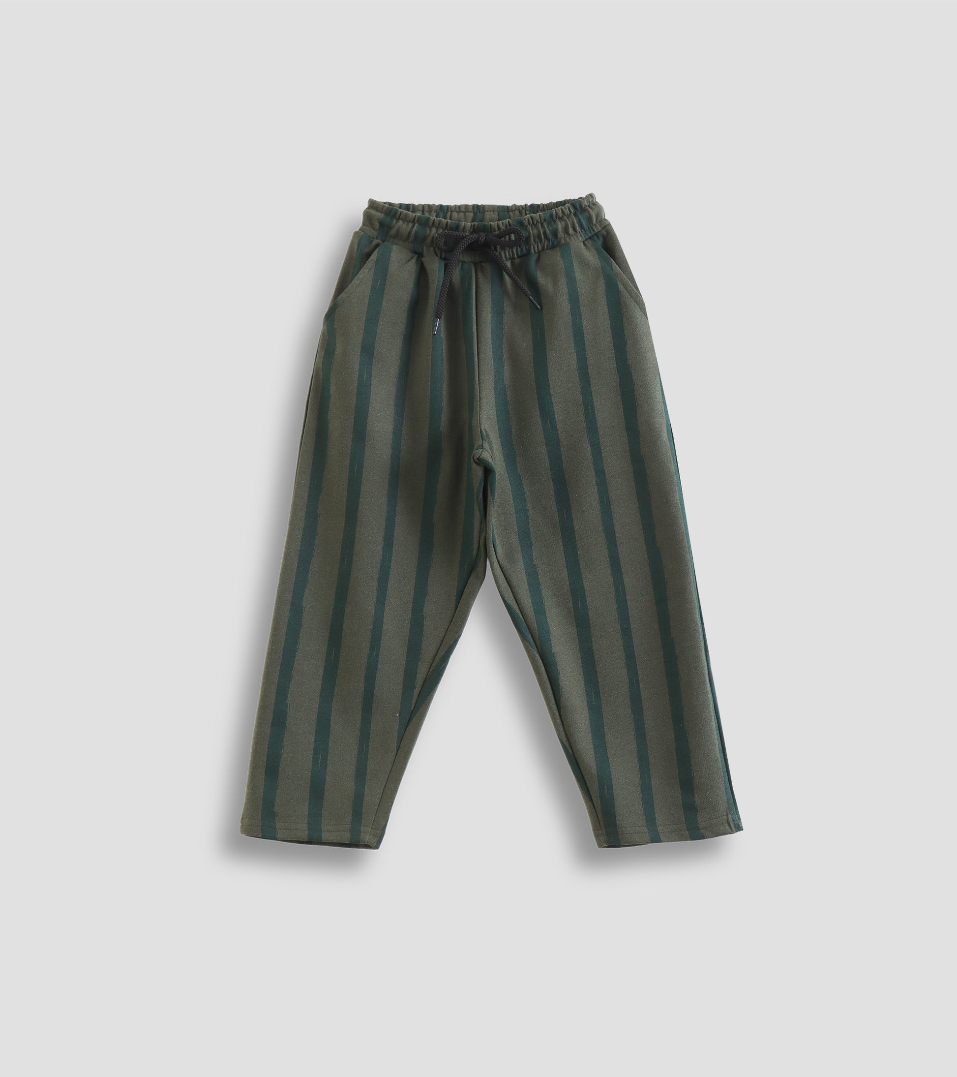 Versatile Utility: Pocketed Trousers in Classic Olive Stripes