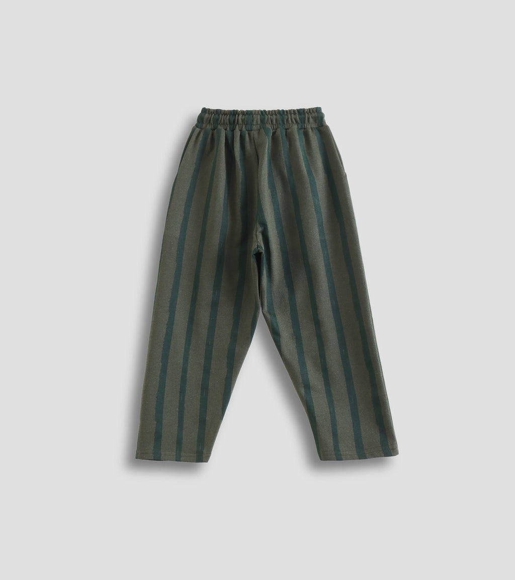 Versatile Utility: Pocketed Trousers in Classic Olive Stripes