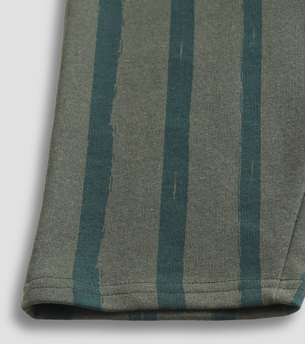 Versatile Utility: Pocketed Trousers in Classic Olive Stripes