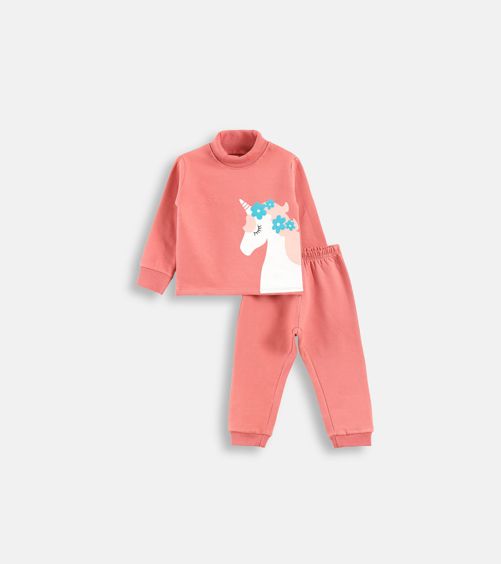 Whimsical Floral Unicorn Infant Jogger Set