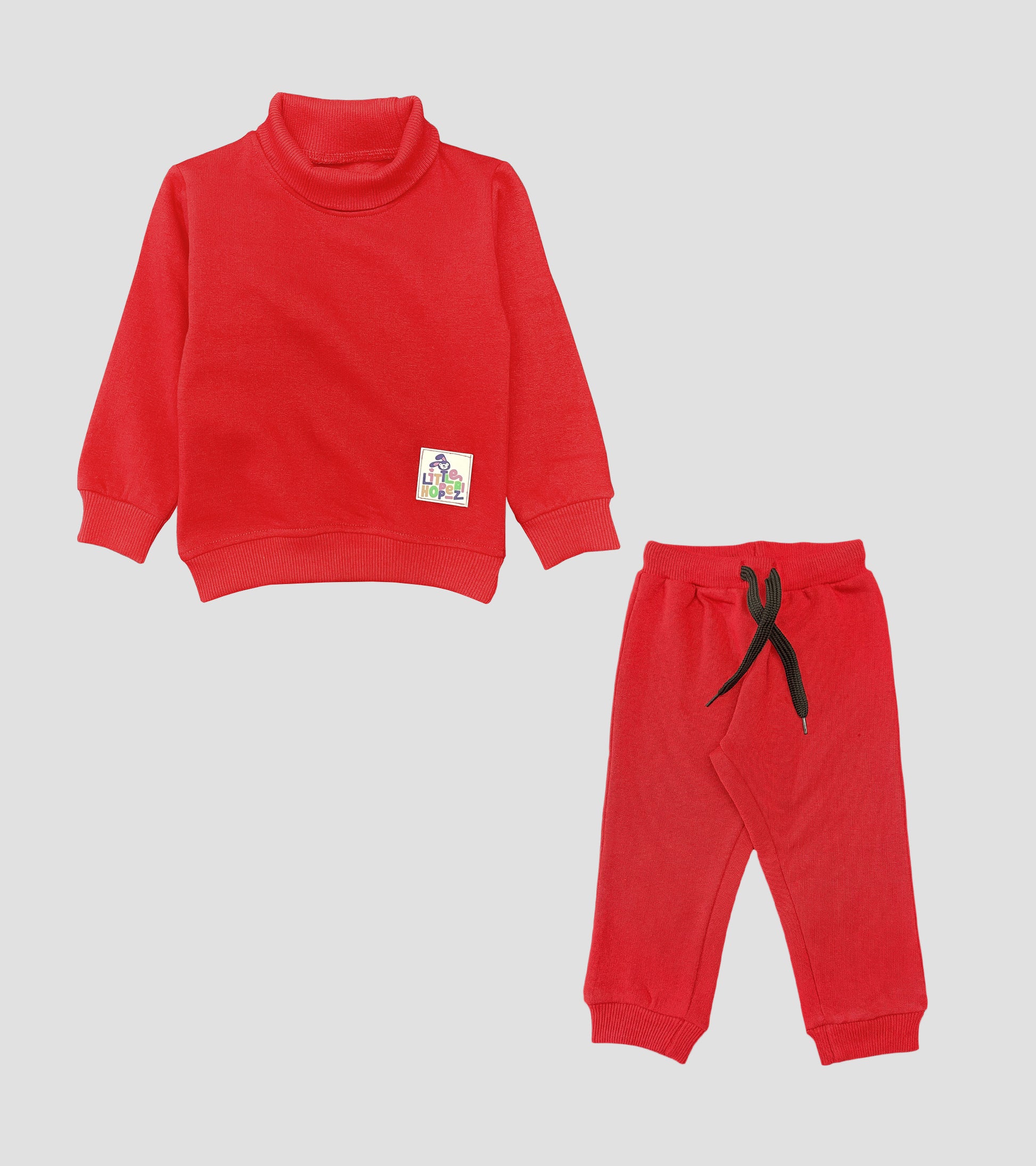 Vibrant Crimson Red Turtleneck & Cozy Jogger Set