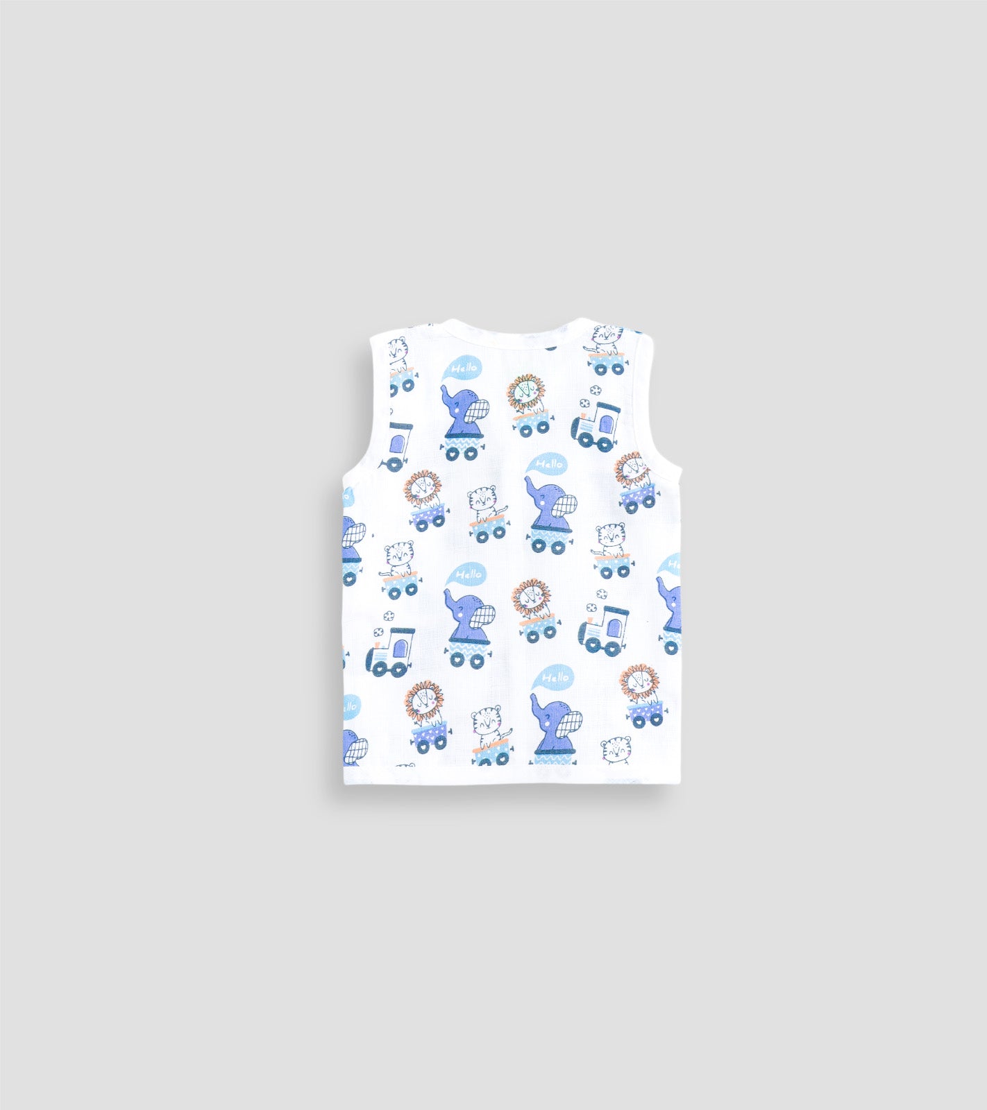 100% Cotton Sleeveless Front Open Baby Jabla | Soft Breathable Snap Button Vest