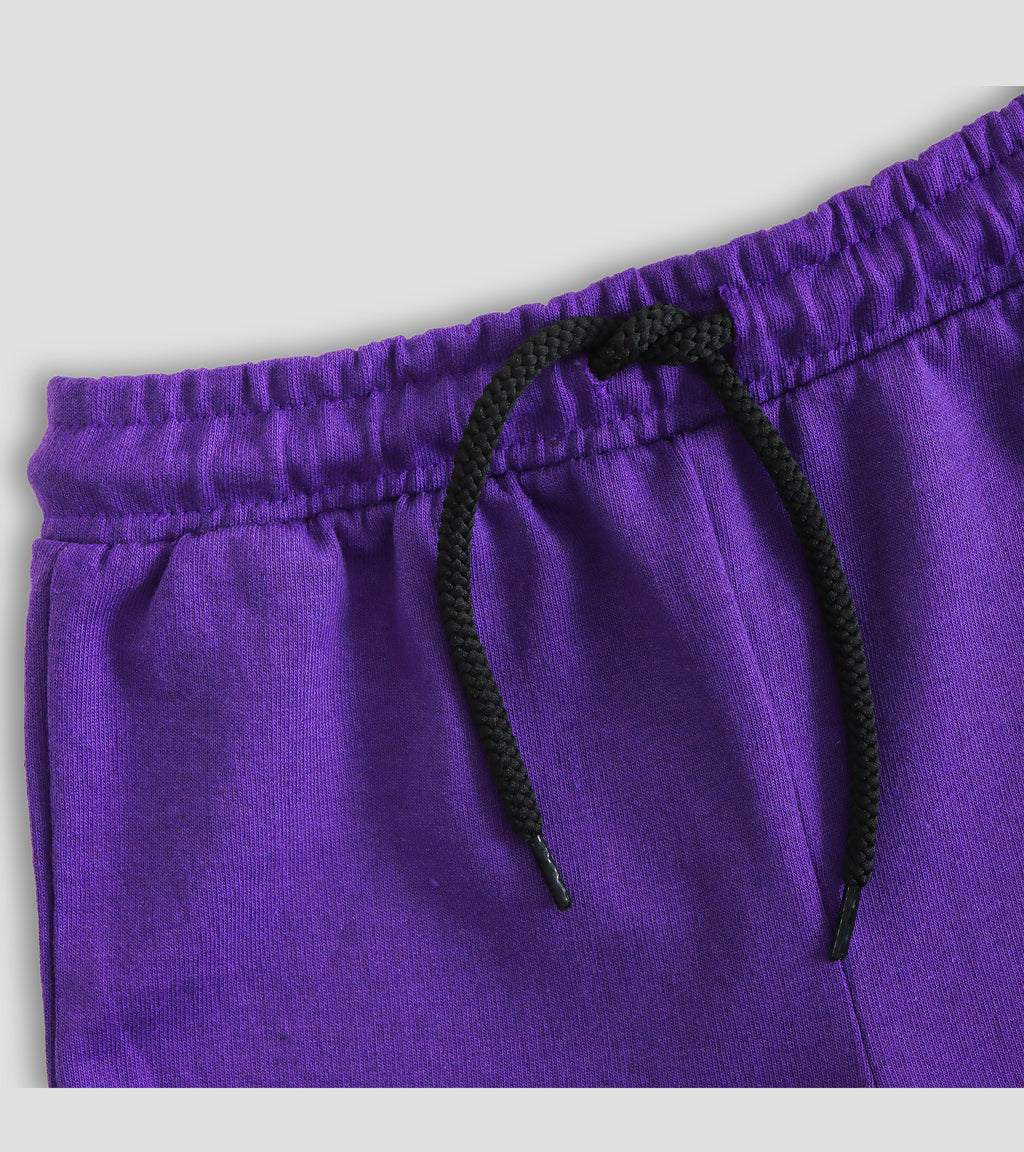 Sunny Style: Yellow Striped & Purple Casual Shorts Combo